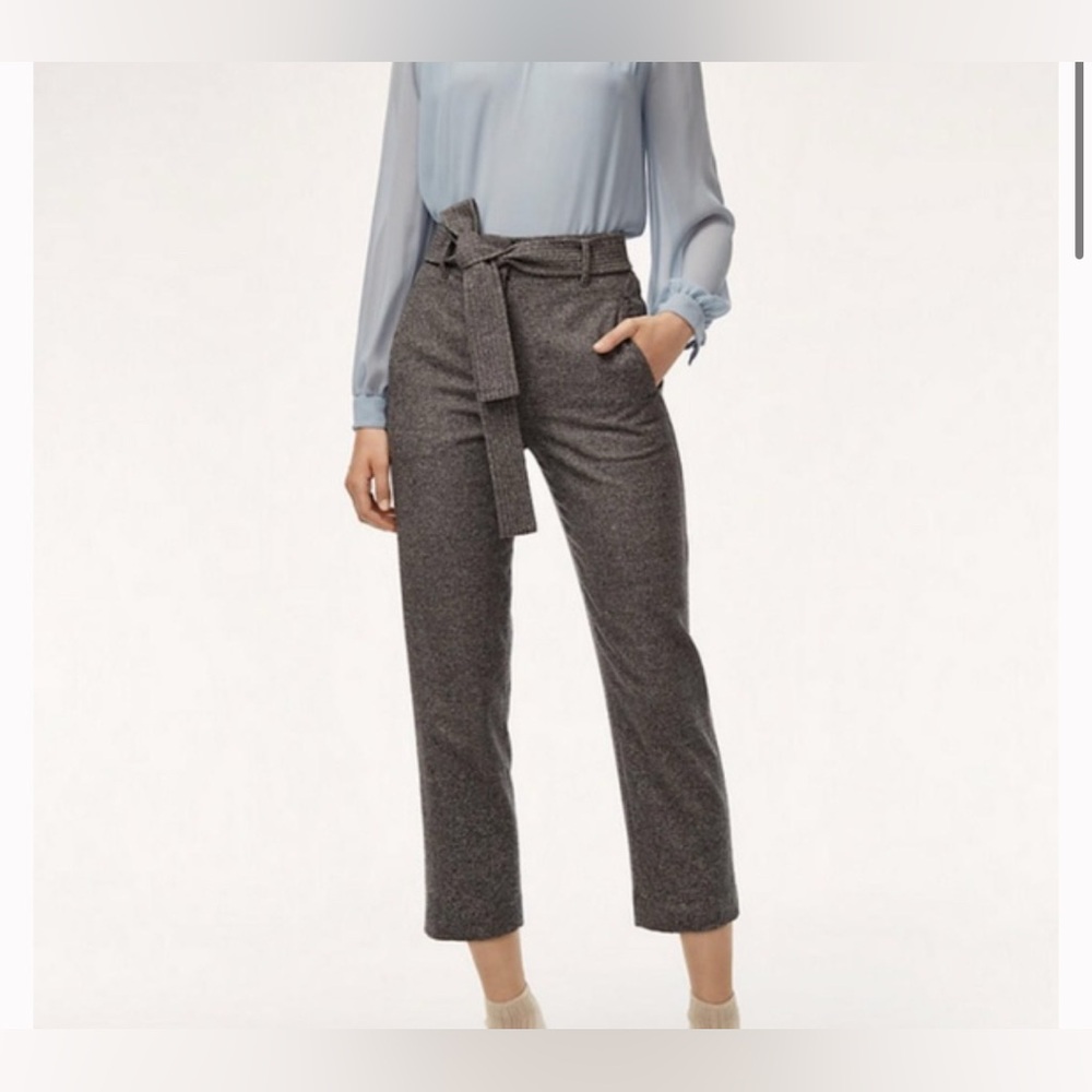 Aritzia Wilfred Tie Front Wool Pants - Dark Grey - Size 6